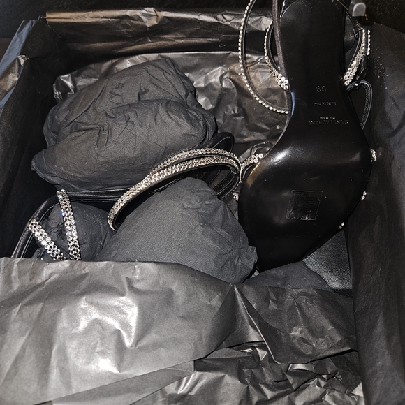 Saint Laurent Ava Strappy Sandals in Crepe Satin w/Rhinestones - NWT, size 39 - Picture 14 of 14